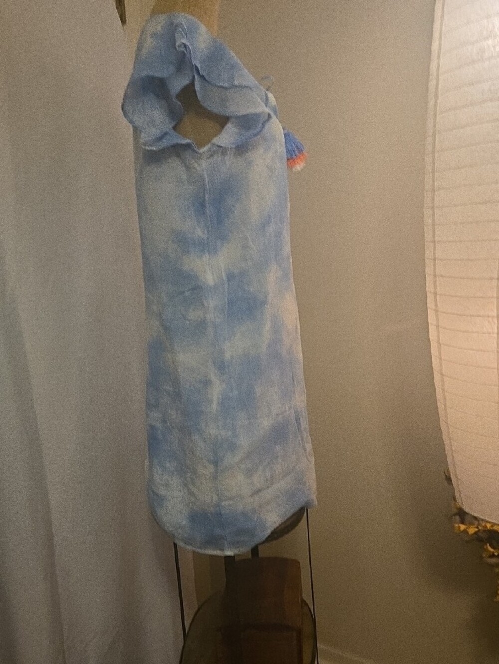 Vineyard Vines Women's Blue and White Tie-Dye Tassel Tunic Dress Size M - Picture 8 of 13